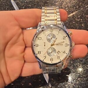 BOSS Two-Tone Silver and Gold Stainless Chronograph Watch
